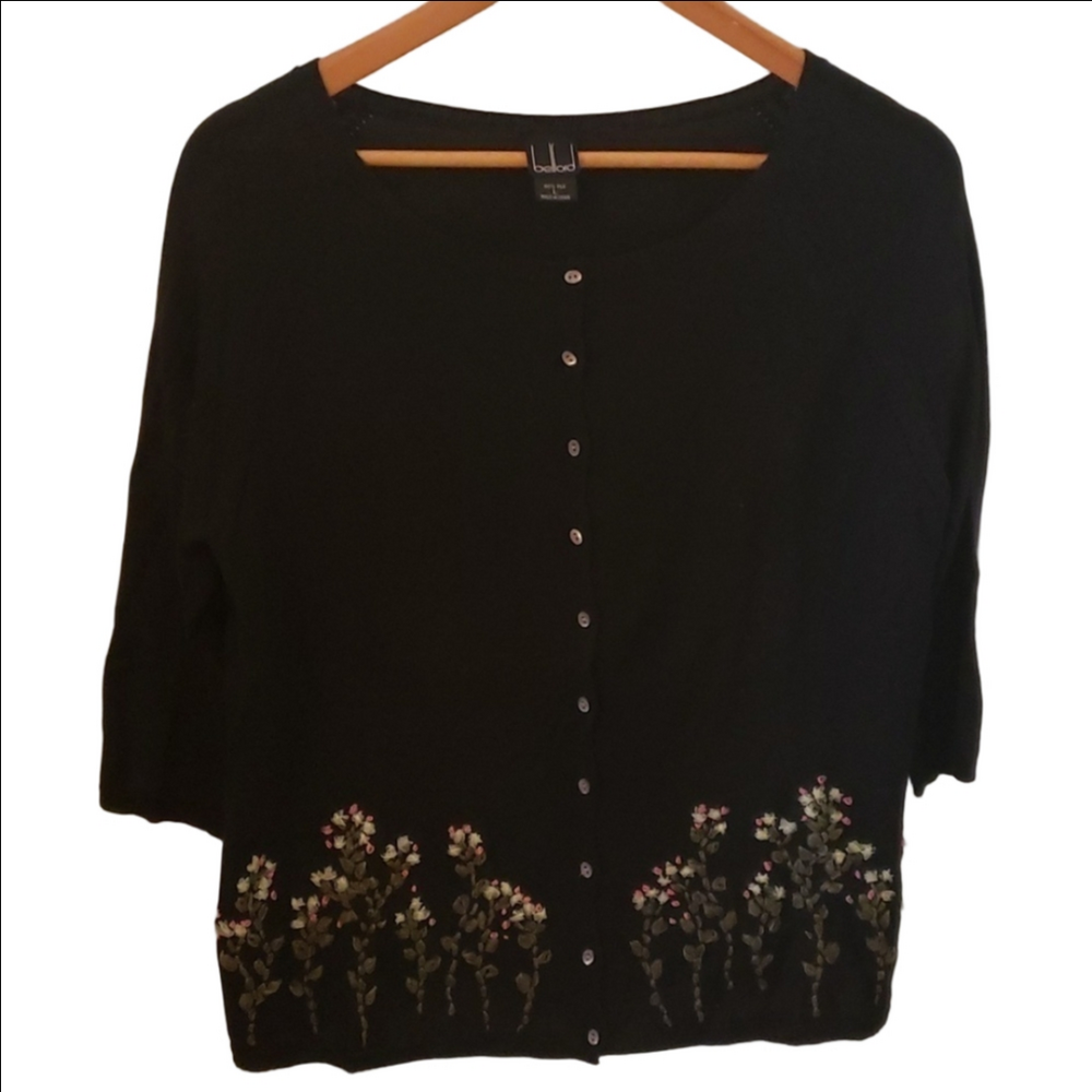Belford Floral Silk Embroidered Soft cardigan sweater